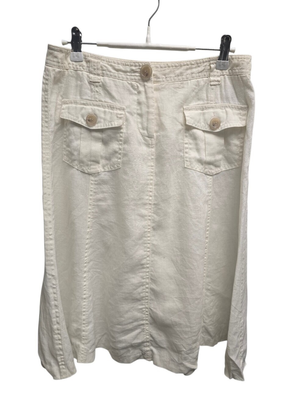 J CREW 100% LINEN Women’s Cream Button-Front Utility Skirt SZ. 2